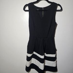 Iz Byer Black and White Striped Mini Dress